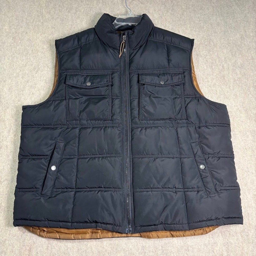 Goodfellow & Co Puffer Vest Mens XXL Black Polyester Quilted Classic Pockets Y2K
